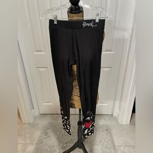 Desigual Black Leggings with Silver, White and Red Print